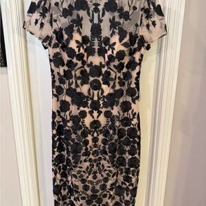 Nordstrom Sheer Black Floral Midi Dress